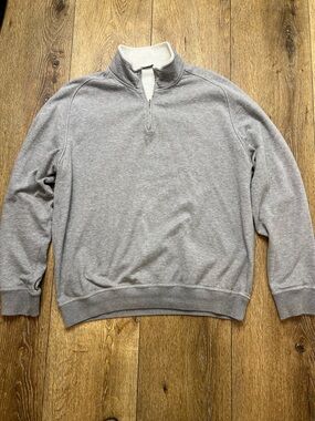 Brunello Cucinelli Gray Half Zip Cotton Pullover Sweater Size 56/2XL